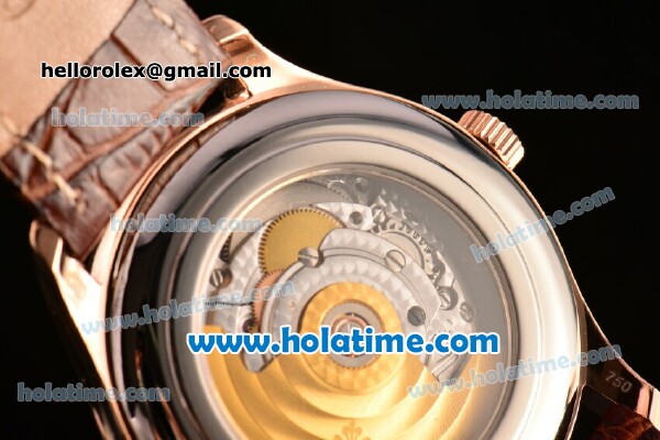 Patek Philippe Calatrava Swiss ETA 2824 Automatic Rose Gold Case with Champagne Dial and Stick Markers - Click Image to Close